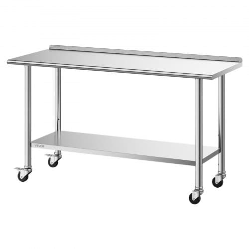 Arbejdsbord 61x152 cm Rustfrit stål Justerbar undershelf