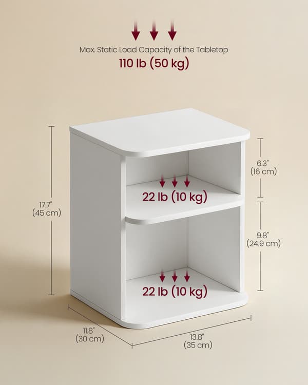 Sengebord 35x30x45 cm Hvid Spånplade