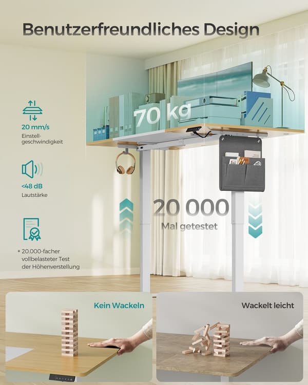 Højdejusterbart skrivebord 60x120x72-120 cm hvid, elektrisk