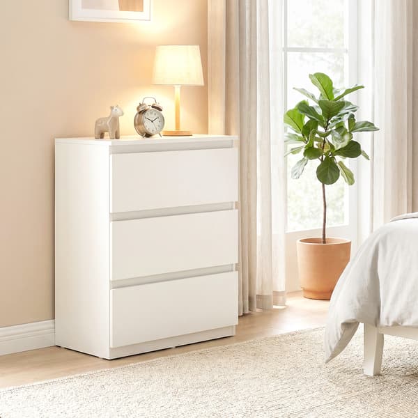 Kommode med 3 skuffer 55x34x75 cm Hvid