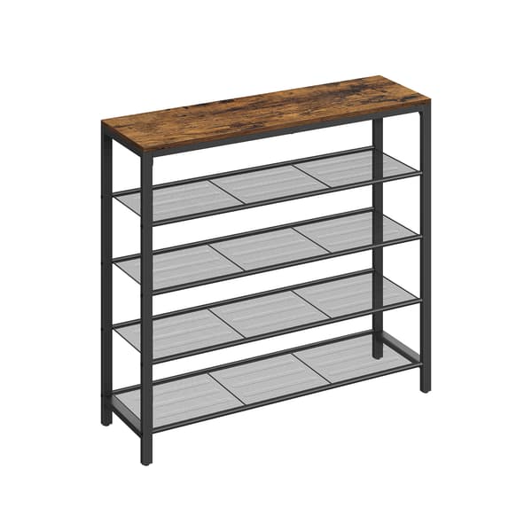 Skohylde 100x30x92,5 cm Brun Sort Stål