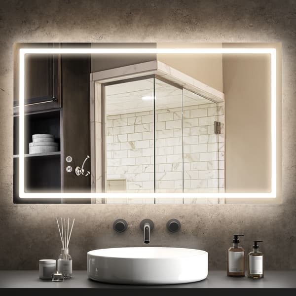 Badrumsspegel LED 100x60x3 cm Silver