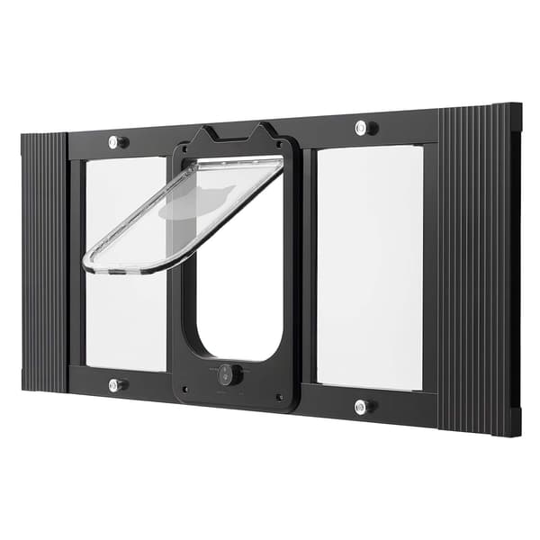 Kattedør til vindue, 91,4x38,8x4 cm, Sort, Aluminiumsramme