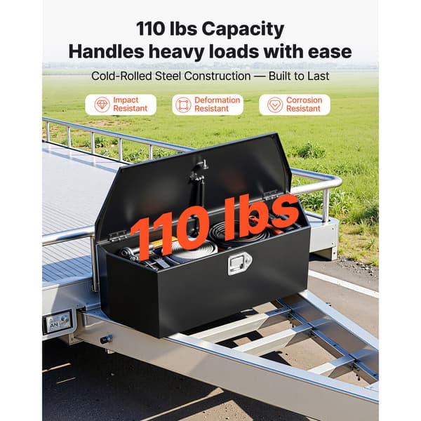 Trailer-tungeboks, 91,4x31,4x30,5 cm, sort, stål opbevaring