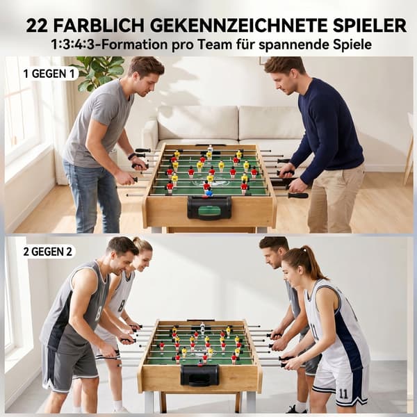 Fodboldbord 121x87x77 cm naturtræ