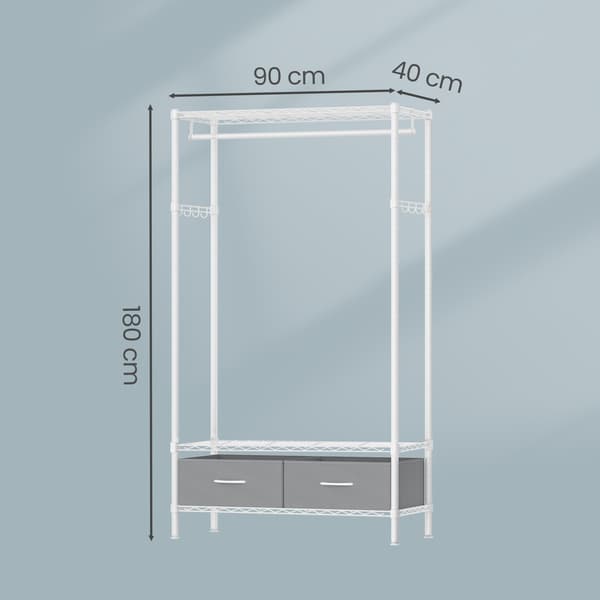 Klesstativ 40x90x180 cm Hvit Stål