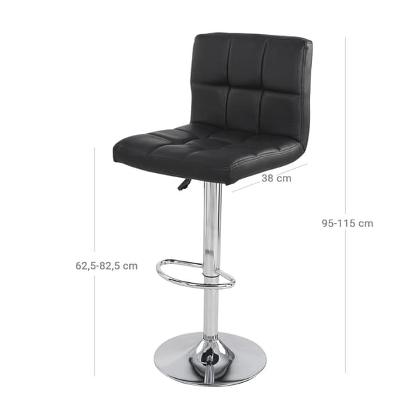 Barstol Sæt 46x42x96,5-118,5 cm Sort Kunstlæder