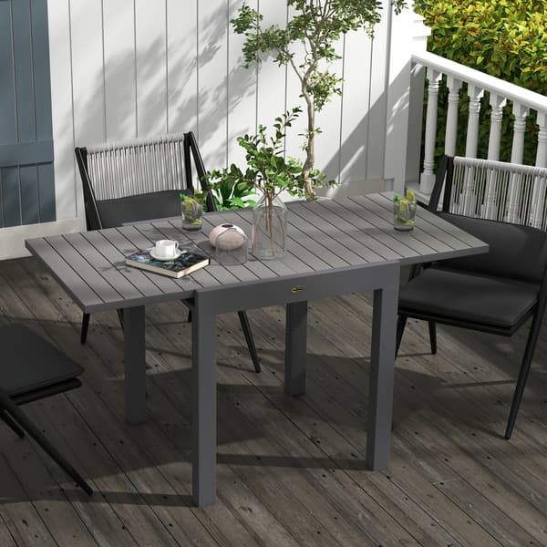 Trädgårdsbord för mat, 81/162x80x75 cm, Grå