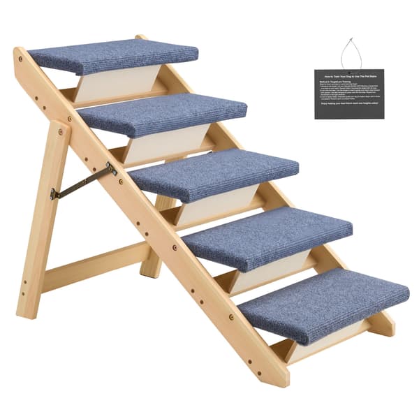 Kæledyrstrappe, 5-trins foldbart trædesign, 78x47x66 cm, brun