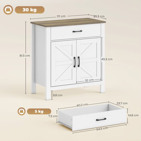 Sideboard 77x39,3x81,5 cm Vit trä