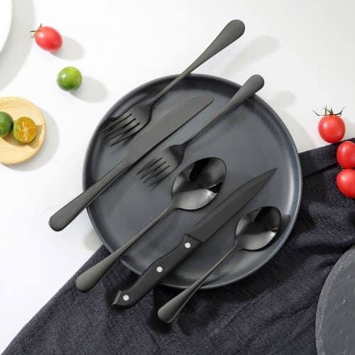 Bestickset, 48 delar rostfritt stål, svart