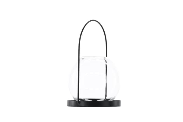 Lanterne Flora 22x14 cm Sort Glas