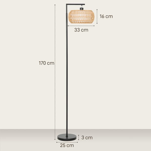 LED-gulvlampe med dobbelt skærm 52x33x170 cm sort