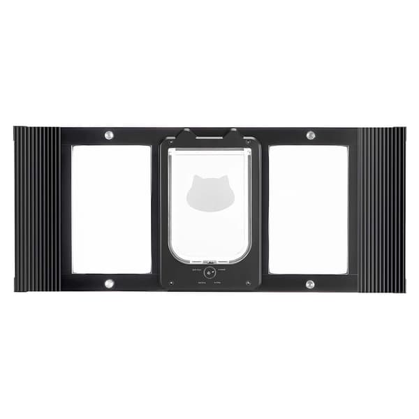 Kattedør til vindue, 91,4x38,8x4 cm, Sort, Aluminiumsramme
