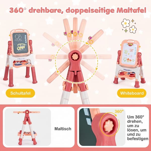 Kunststaffeli til børn med justerbar højde, pink