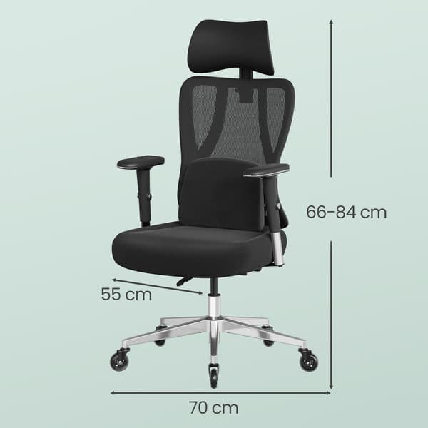 Kontorstol, 70x70x112-136 cm, Sort, Justerbar