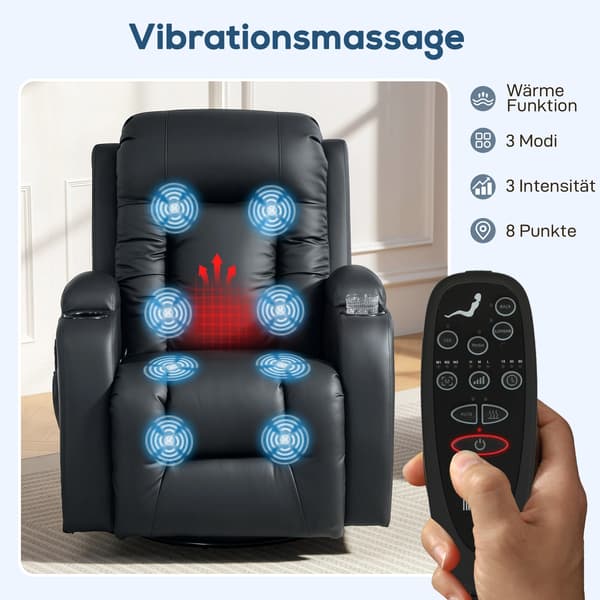 Massagestol, 82x99x103 cm, Sort, Kunstlæder