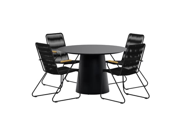 Spisebord Lanzo med 4 Bois stole, 120 cm, sort