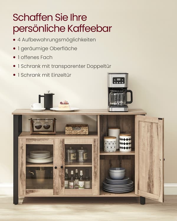 Sideboard 110x33x75 cm Brun Trä Stål Förvaring