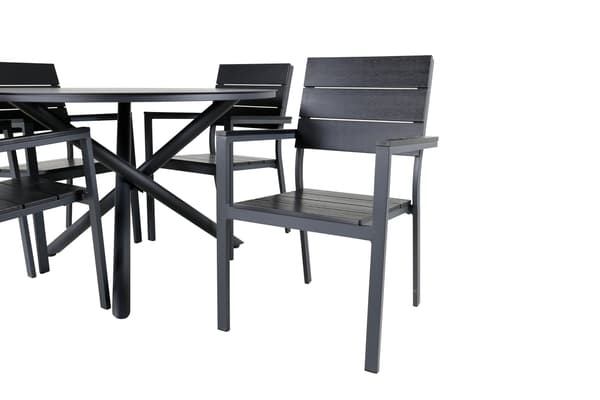Spisebord og stol sæt Alma 120 cm sort