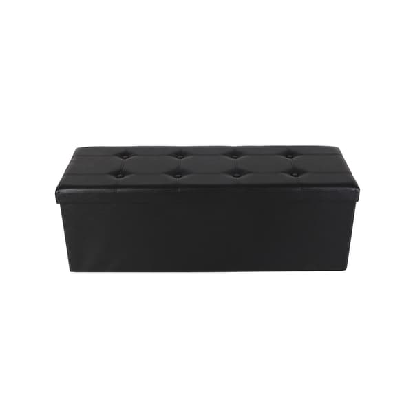 Opbevaringspuf 110x38x38 cm sort kunstlæder