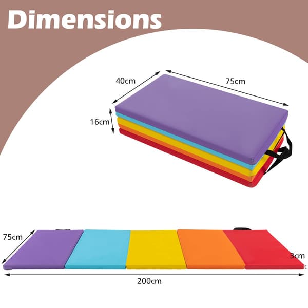 Foldbar gymnastikmåtte 201x75x3 cm multicolor