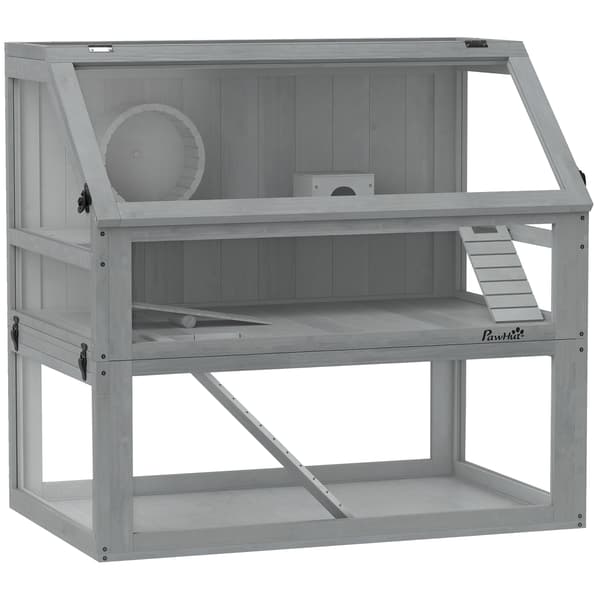 Hamsterbur 80x50x76 cm Ljusgrå Trä
