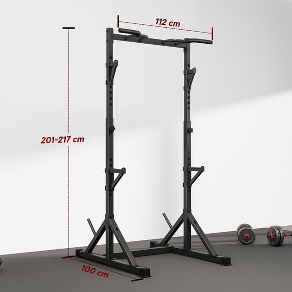 Vægtskiveholder 2-niveau 122x100x201-217 cm sort