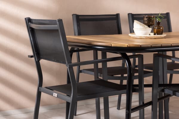 Spisebord og stol sæt 200x90x75 cm sort stål
