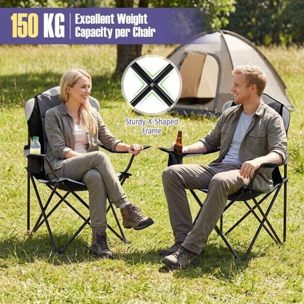Sammenklappelig campingstol 93x62x102 cm sort