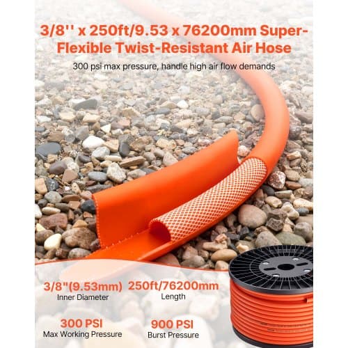 Luftslange, 9,53x76200 mm, Orange, Hybridmateriale