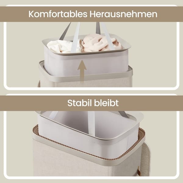 Tvättkorg 56x40x75 cm Beige Polyester