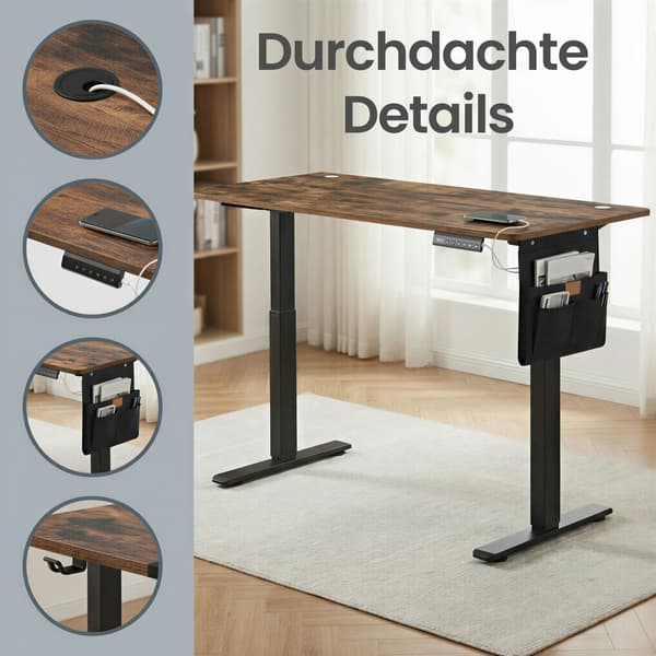 Høydejusterbart skrivebord 60x120x72-120 cm hvit tre og stål