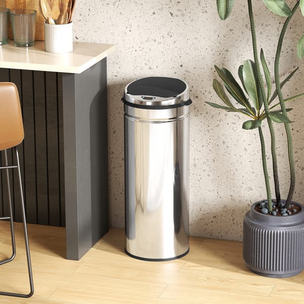 Sensor affaldsspand 50 L Ø30,5x81,5 cm sølv/sort