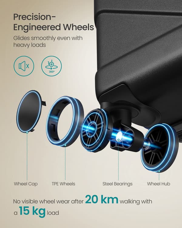 Hard Shell Kuffert, ABS Rejsetrolley med TSA-lås, 24 Tommer