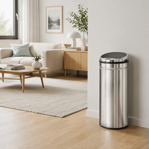 Sensor affaldsspand 42 L Ø30,5x68 cm sølv/sort