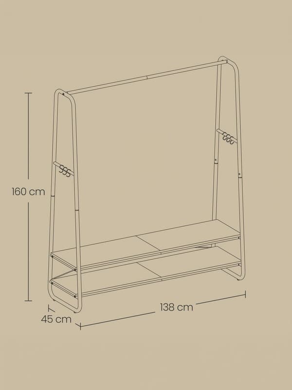 Klesstativ 45x138x160 cm Brun, stål