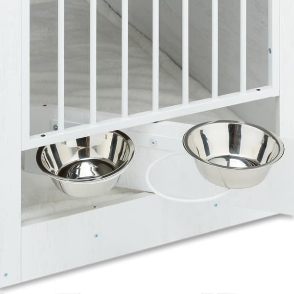 Hundbur, 2 skålar, vit, möbel, Kodustaar
