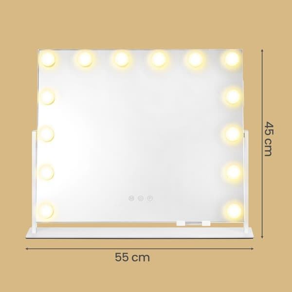 Sminkespeil 58x43 cm Hvit med belysning