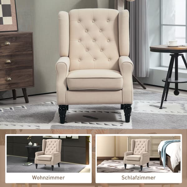 Wingback lænestol 74x87x102 cm Beige polstret