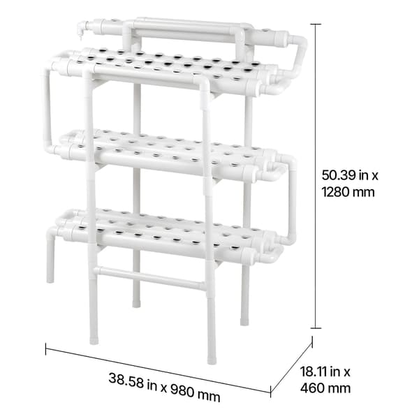 Hydroponiskt odlingssystem, 98x46x128 cm, Vit, UPVC