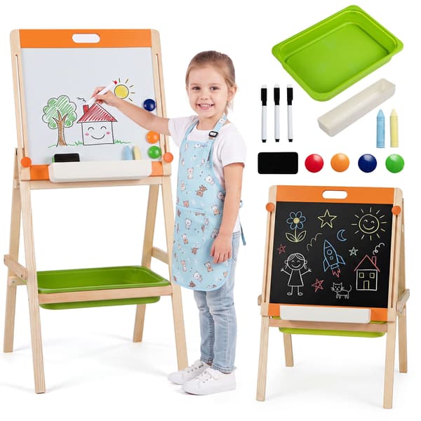 2-i-1 tegnestaffeli til børn med magnetisk whiteboard og tavle, 3+ år