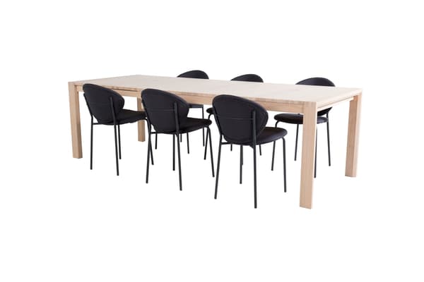 Spisebord og stol sæt 170x250 cm hvid sort