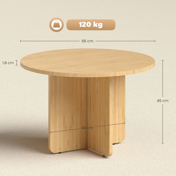 Soffbord, 66x66x45 cm, Natur, Bambu
