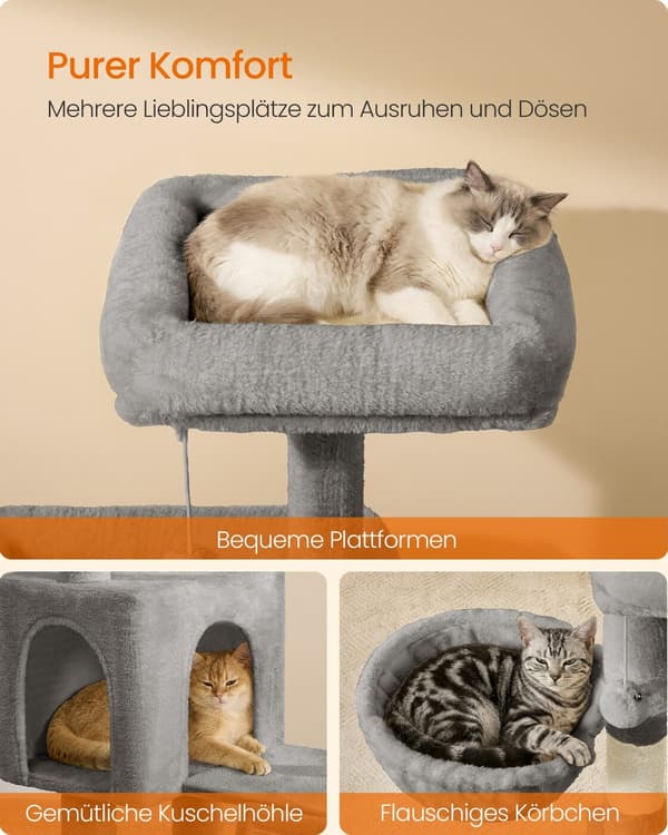 Kattträd 48x48x136 cm Grå Sisal