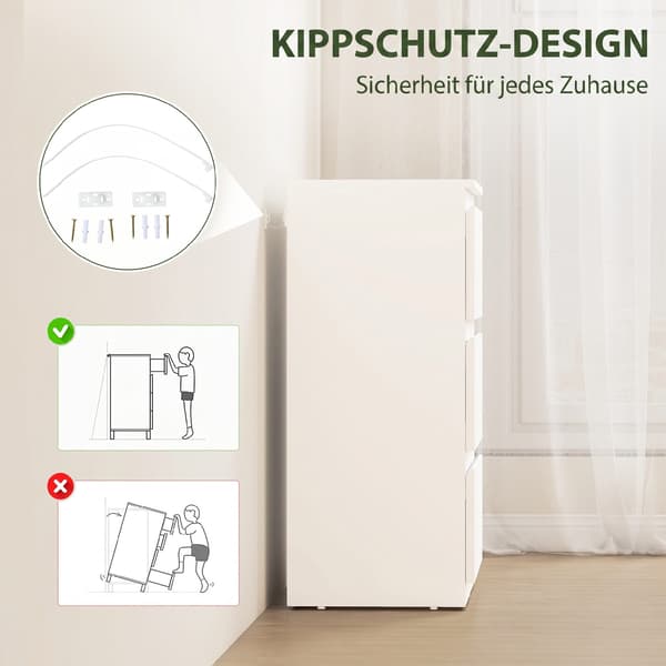 Kommode med 3 skuffer 55x34x75 cm Hvid