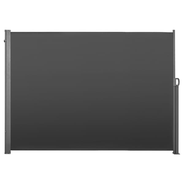 Utdragbar sidomarkis 180x300 cm grå polyesterduk utomhus integritetsskydd