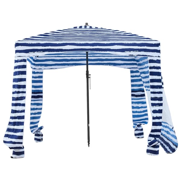 Strandkabine 183x183x229 cm Navy Striber Solskærm