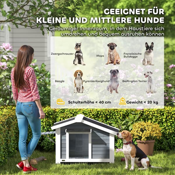 Hundehus 98x76x69,5 cm Grå Træ
