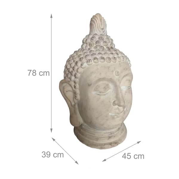 Buddha hoved statue, 78 cm, beige, Kodustaar